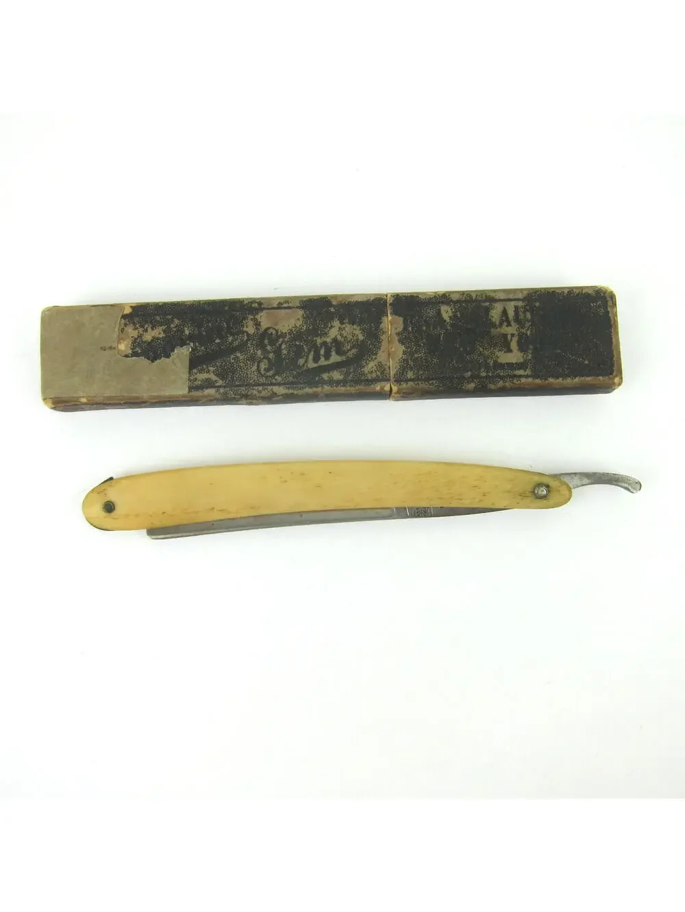 Vintage Straight Razor Liberty Bone Scales Handle & Case